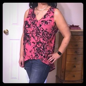 BCBG Blouse Tank Top Top Pink Black Size L or XL